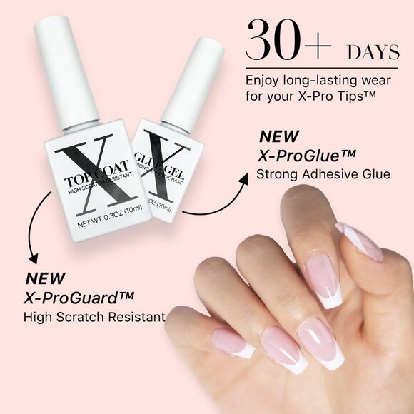 Cosmetics French Tip Press On Nails Pink Series, Small Coffin X-Pro Tips Starter - Picture 4 of 9